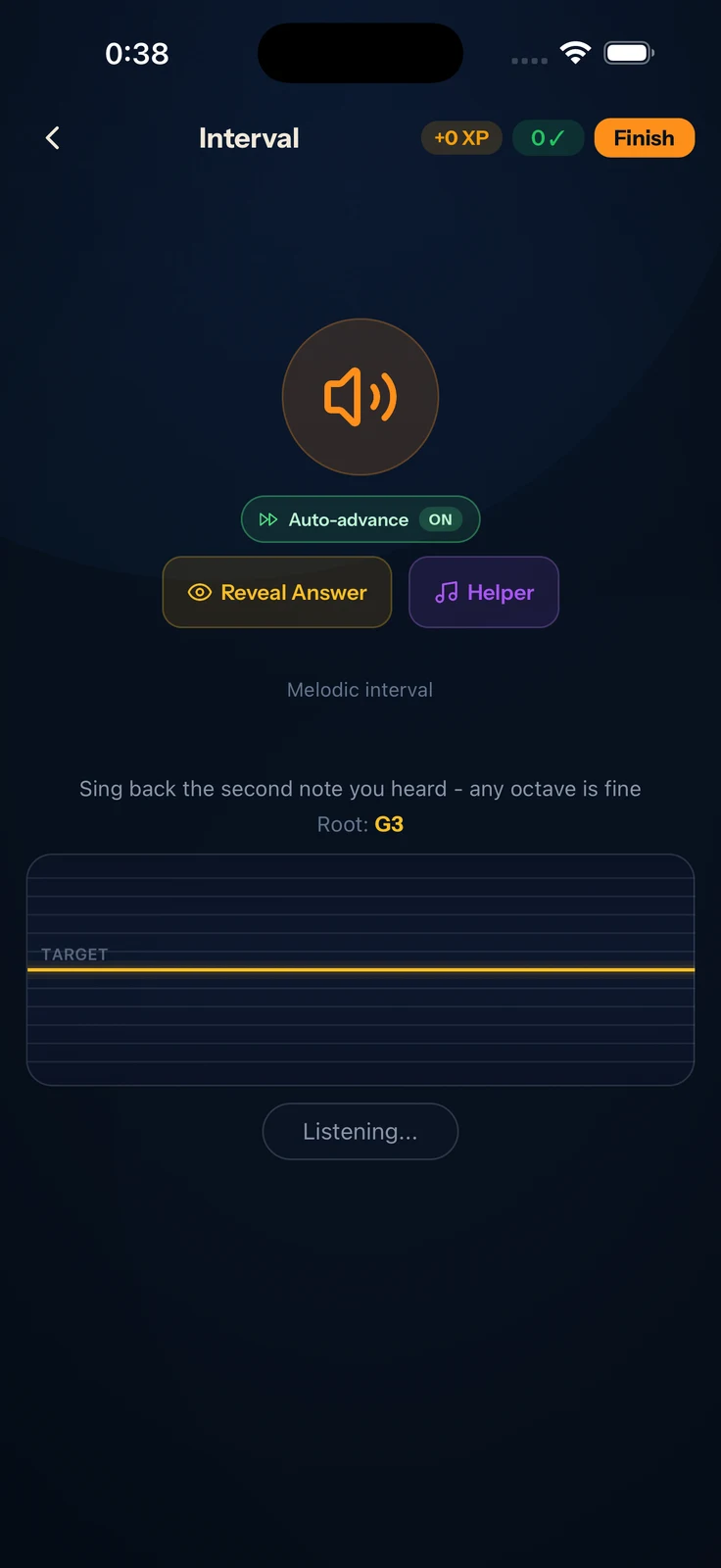 Open Mic singing exercise on iPhone
